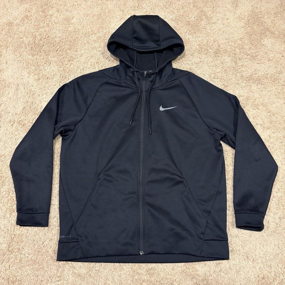 Nike Black Hoodie Dri-FIT Full Zip Hooded Fleece Men's Size Large 931996-010